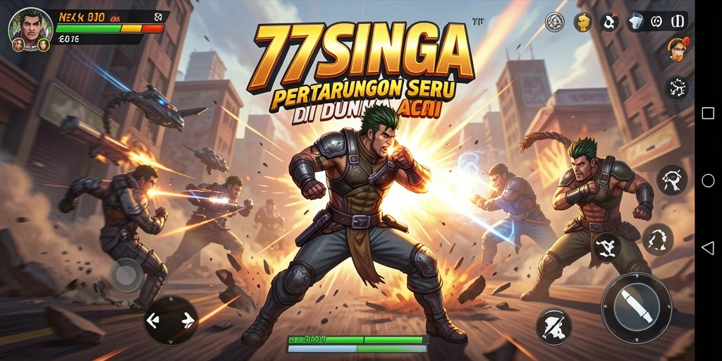 Tampilan gameplay <strong>77SINGA</strong> yang penuh aksi dan interaksi pertarungan.