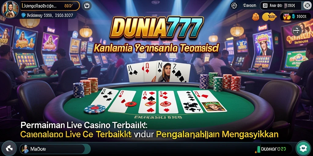 Screenshot DUNIA777 yang menampilkan gameplay Live Casino yang menarik dan interaktif.