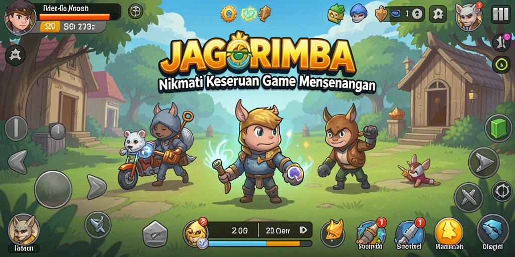 Tampilan gameplay JAGORIMBA yang menawan dan penuh warna dalam mode idle.