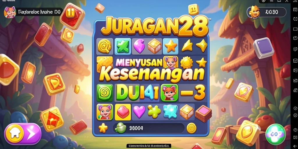 Tangkapan layar gameplay JURAGAN28 yang menunjukkan keseruan mencocokkan objek.