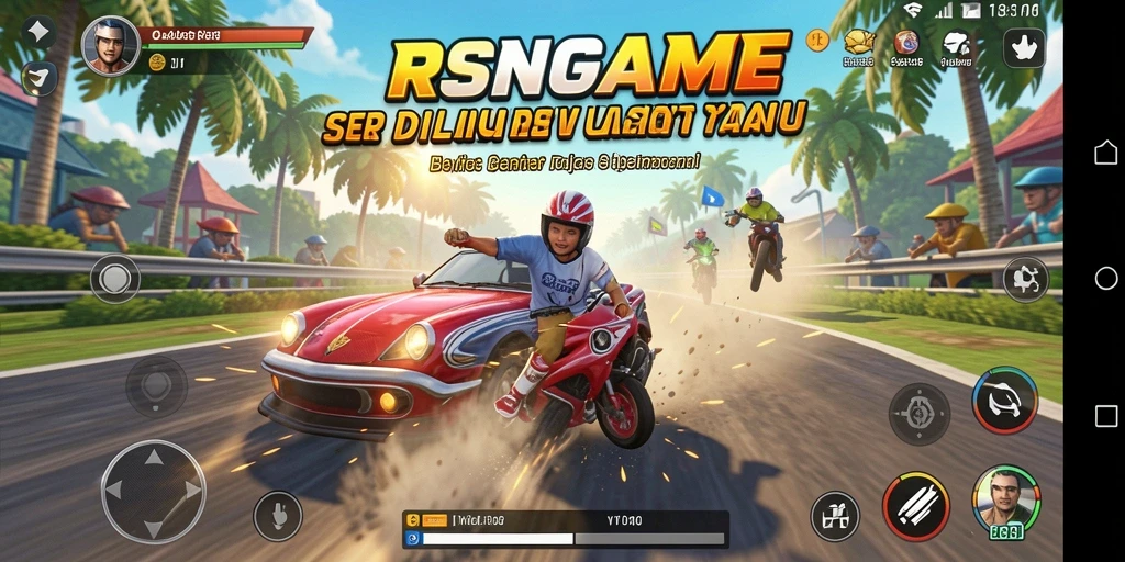 Tampilan gameplay RSNGAME yang memukau dengan aksi balapan yang seru.